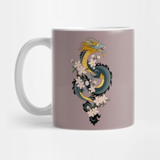 Japanese Dragon and cherry blossoms Mug